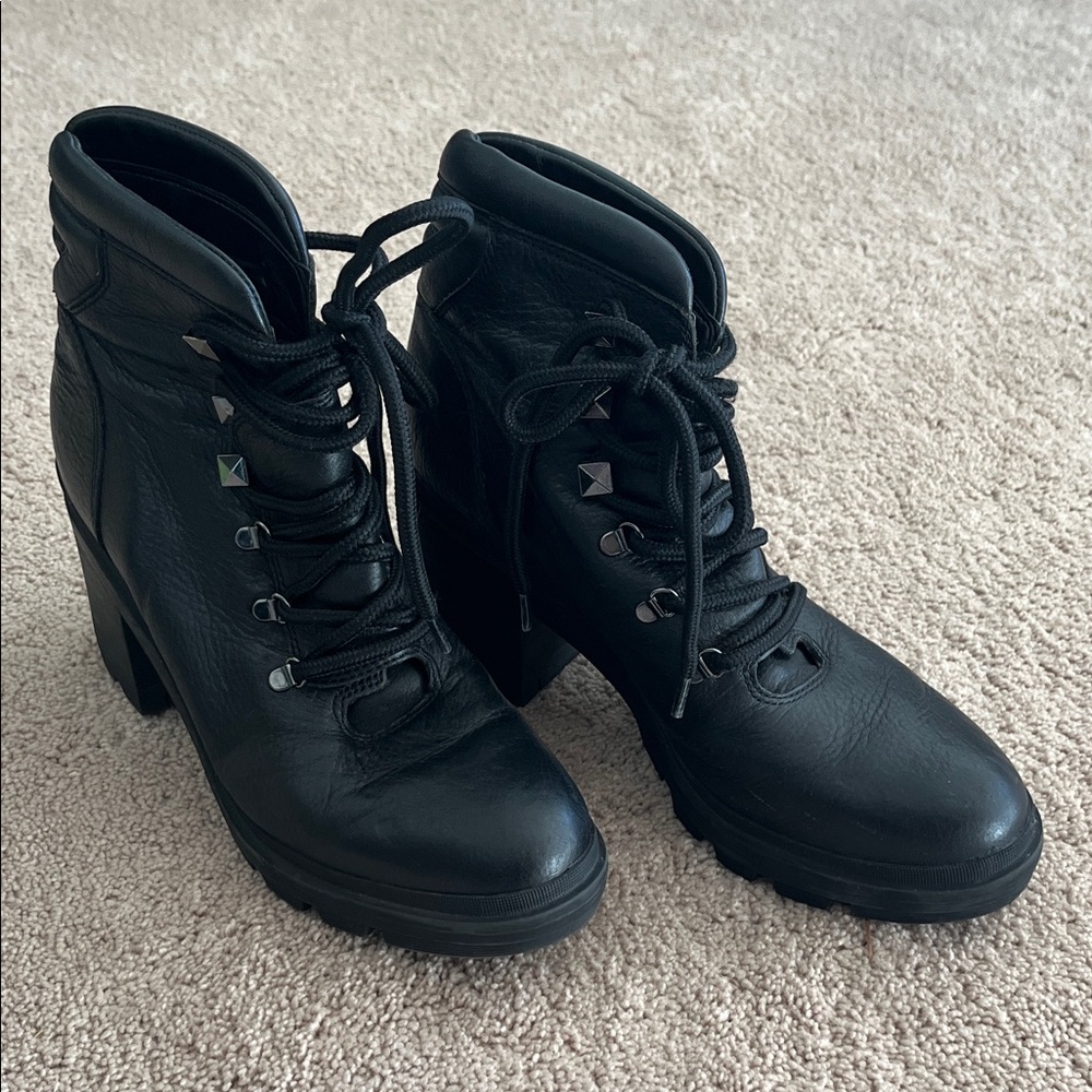Marc Fisher Leather Black Ankle Boots